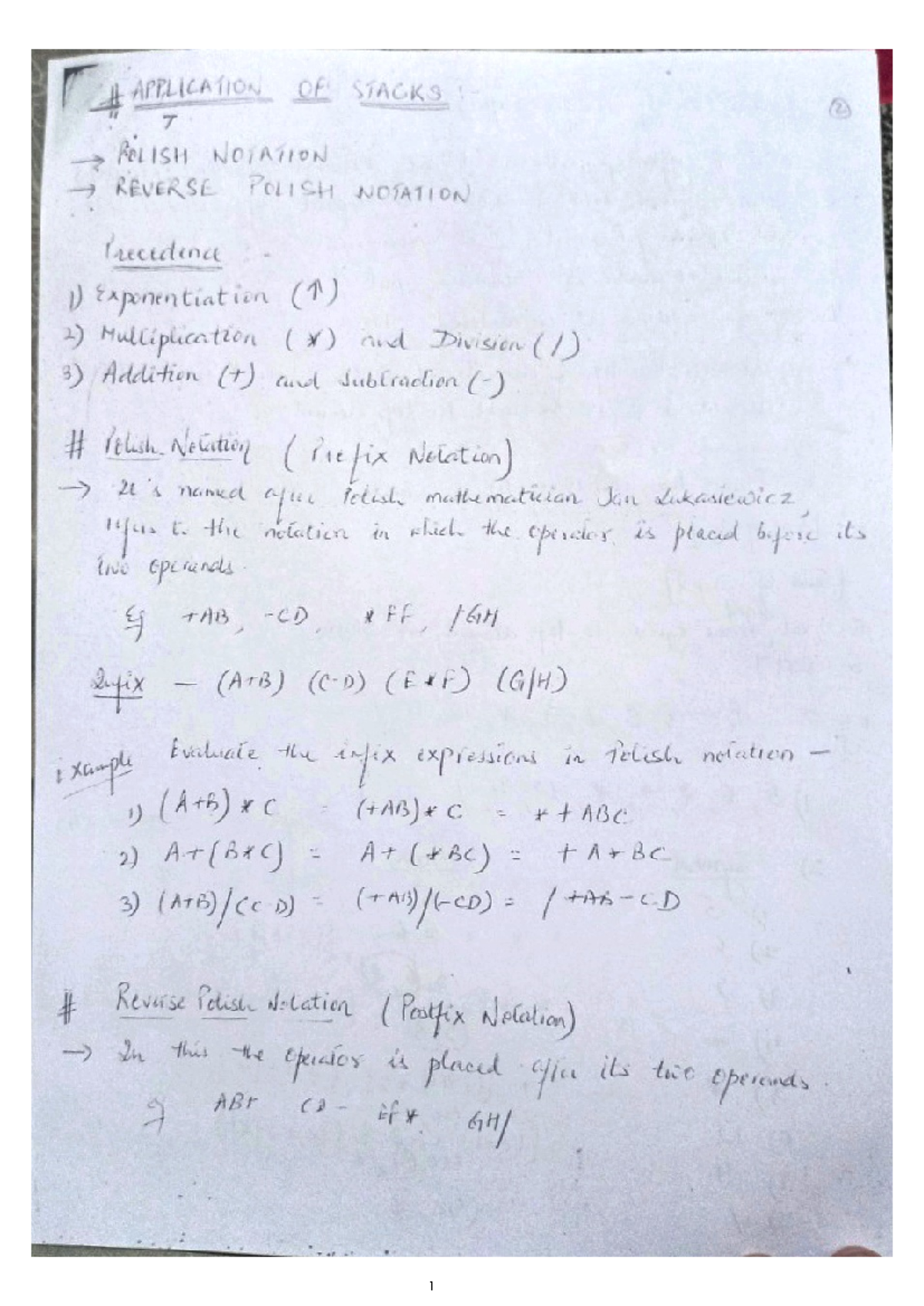 Stacks and queues - new notes - APPLICATION OF STACKS 2 T FOLISH ...