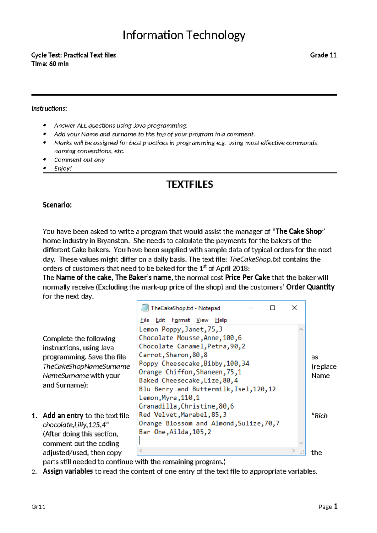 Gr11 Prac Test T1: Java Programming with Text Files - Studocu