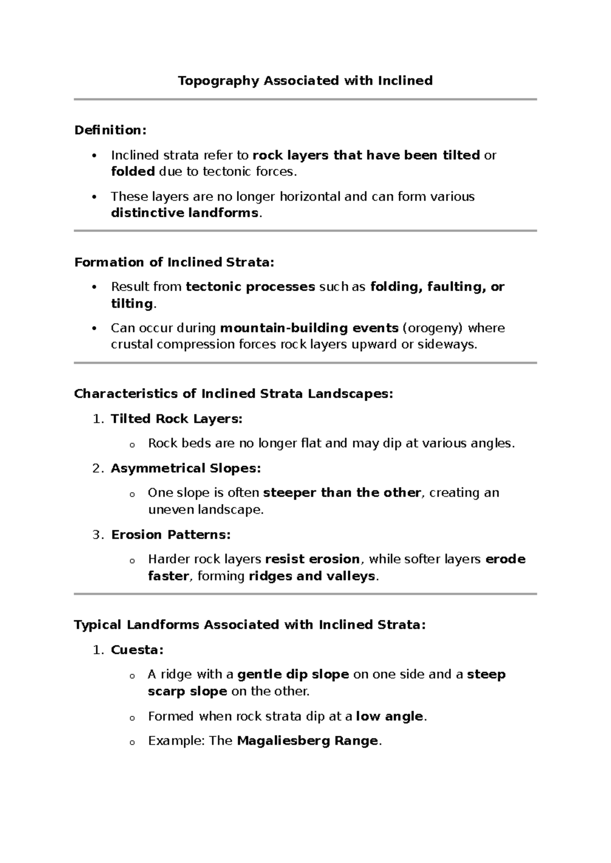 Inclined Strata and Topography: Grade 11 Term 2 Workbook - Studocu