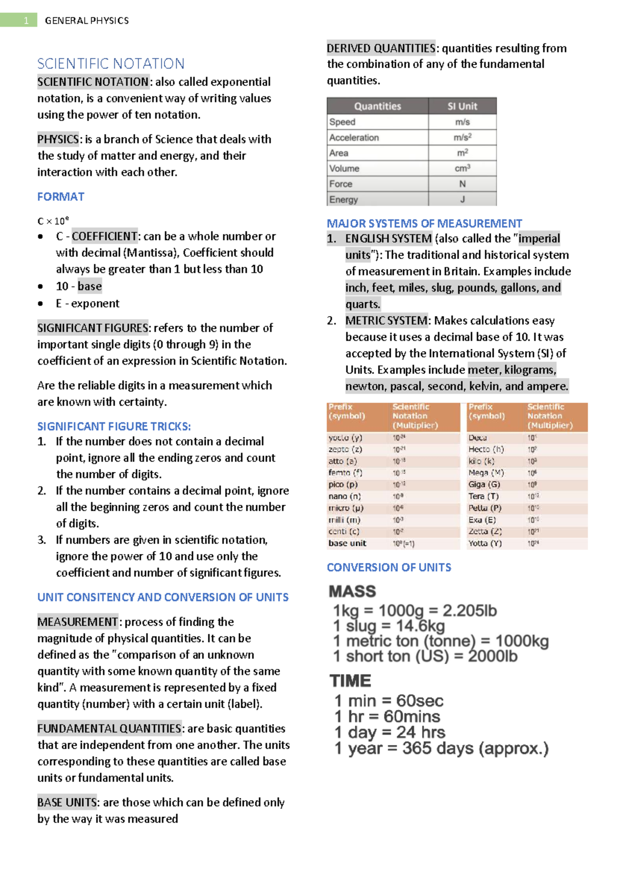 GEN- Physics: Scientific Notation and Measurement Concepts - Studocu