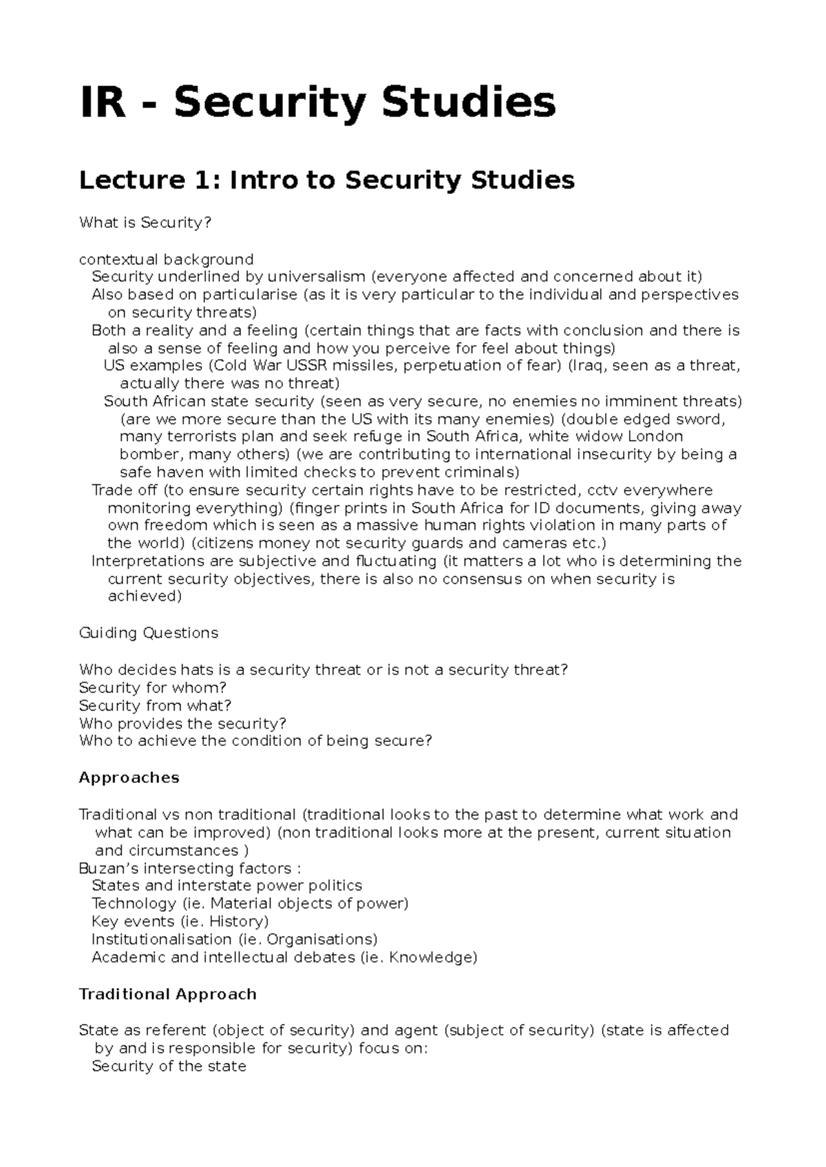 Security Studies Lecture 1-2: Exploring Key Concepts and Perspectives ...