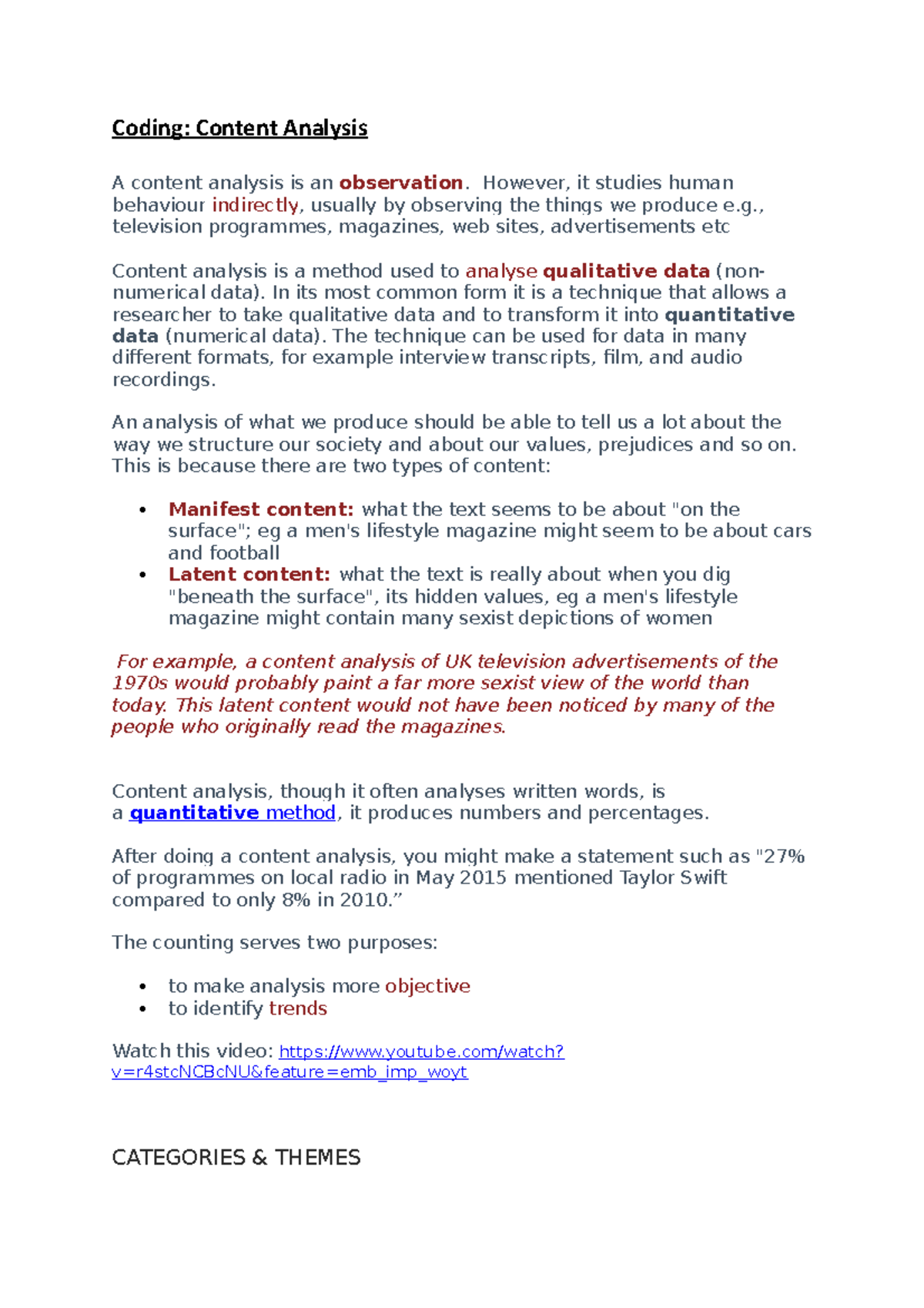 Coding and content analysis - Coding: Content Analysis A content ...