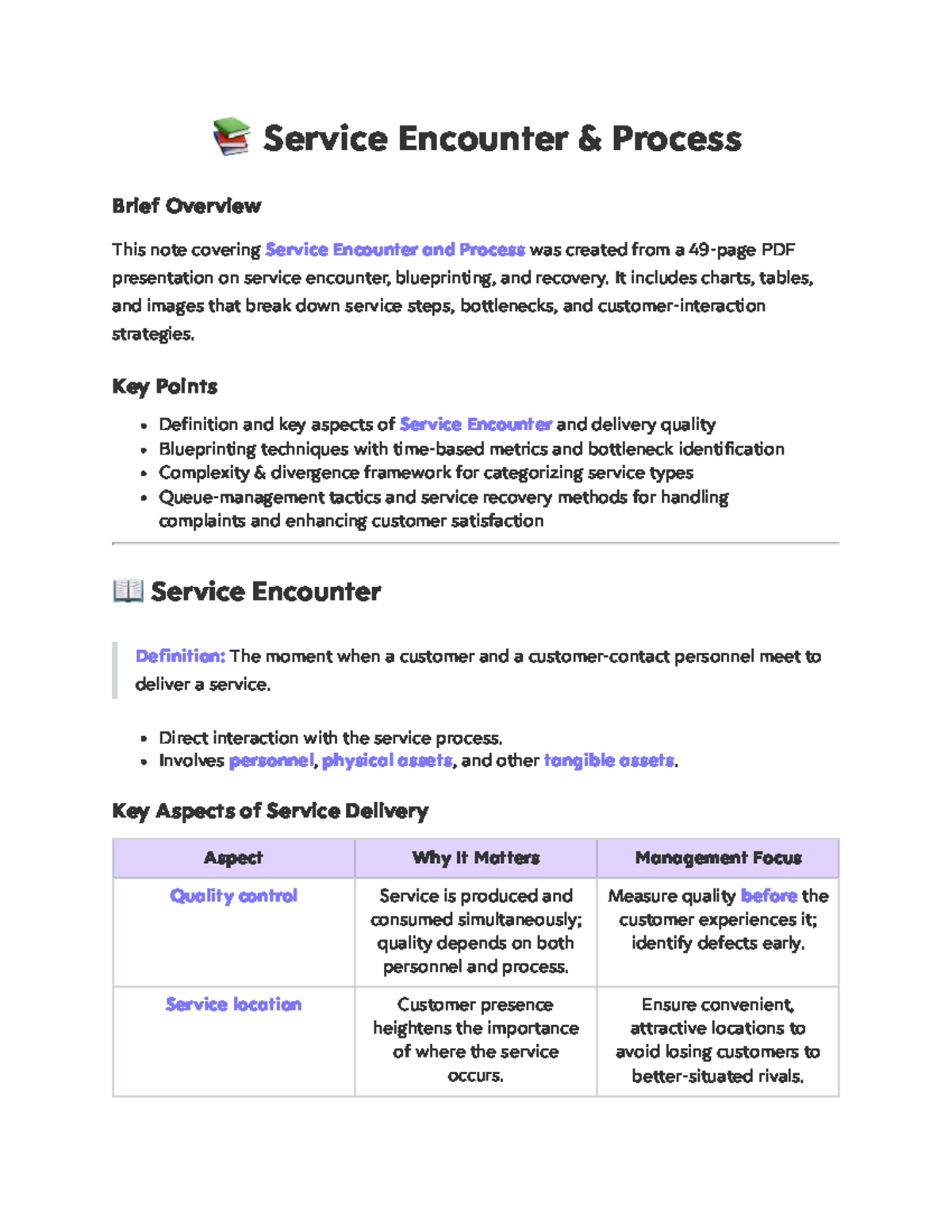 BEM120-2025-Ch7: Service Encounter Process Overview and Insights - Studocu