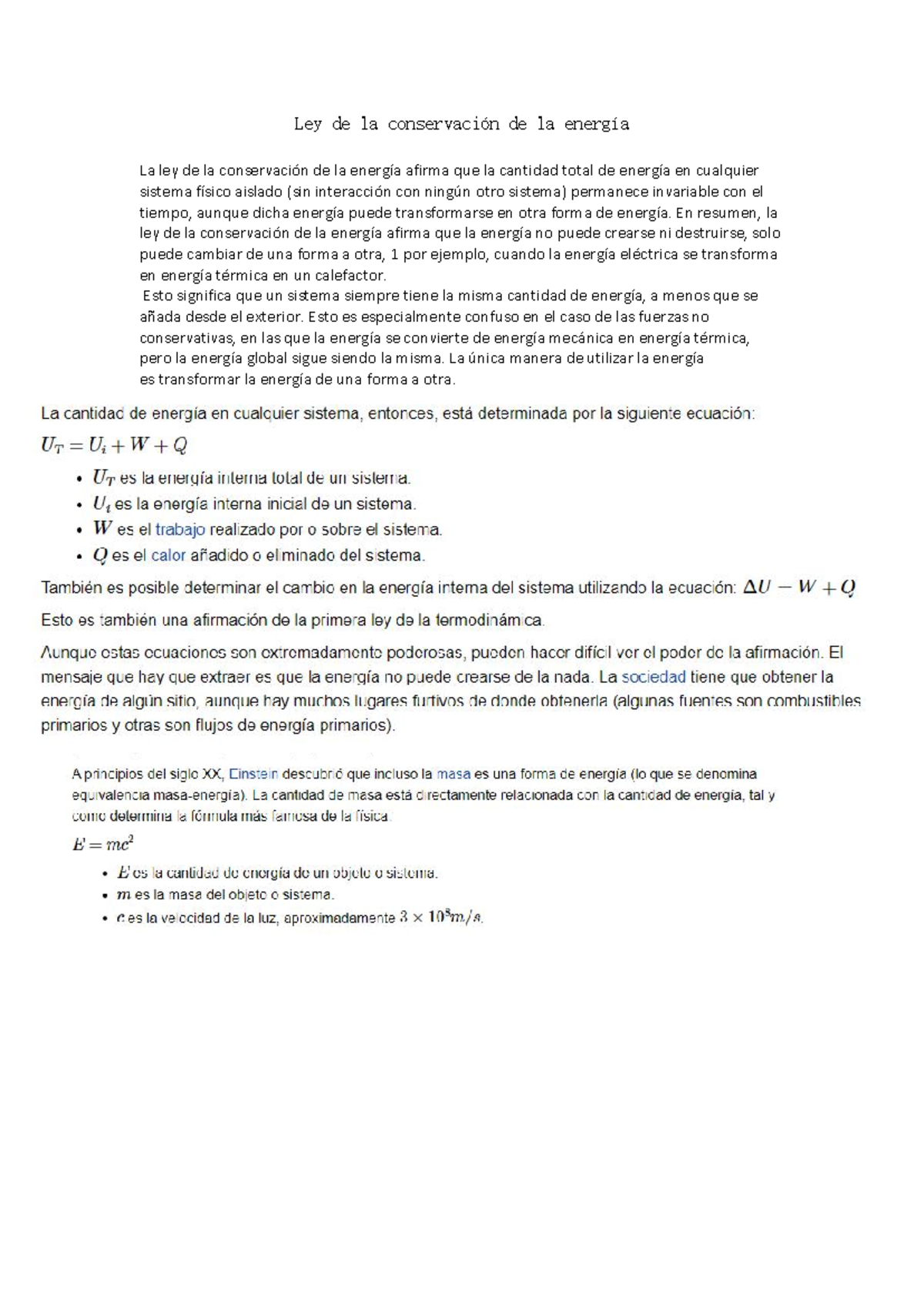 Ley de Conservación de la Energía: Principios y Ejemplos - Studocu
