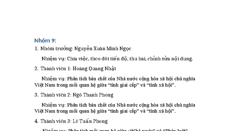 Phân Tích Bản Chất Nhà Nước CHXHCN Việt Nam - Bài Tập Nhóm 6yu - Studocu
