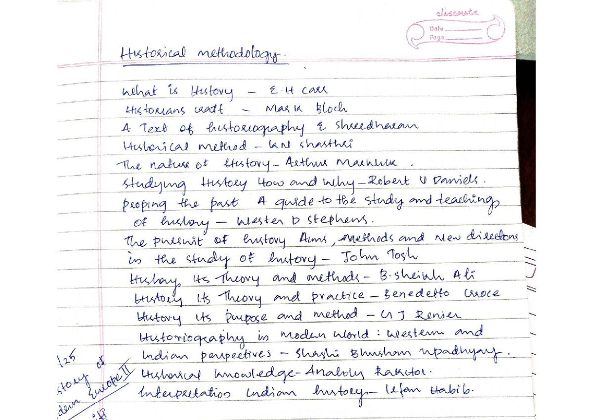 Historical Methodology: Key Texts and Theories in Historiography - Studocu