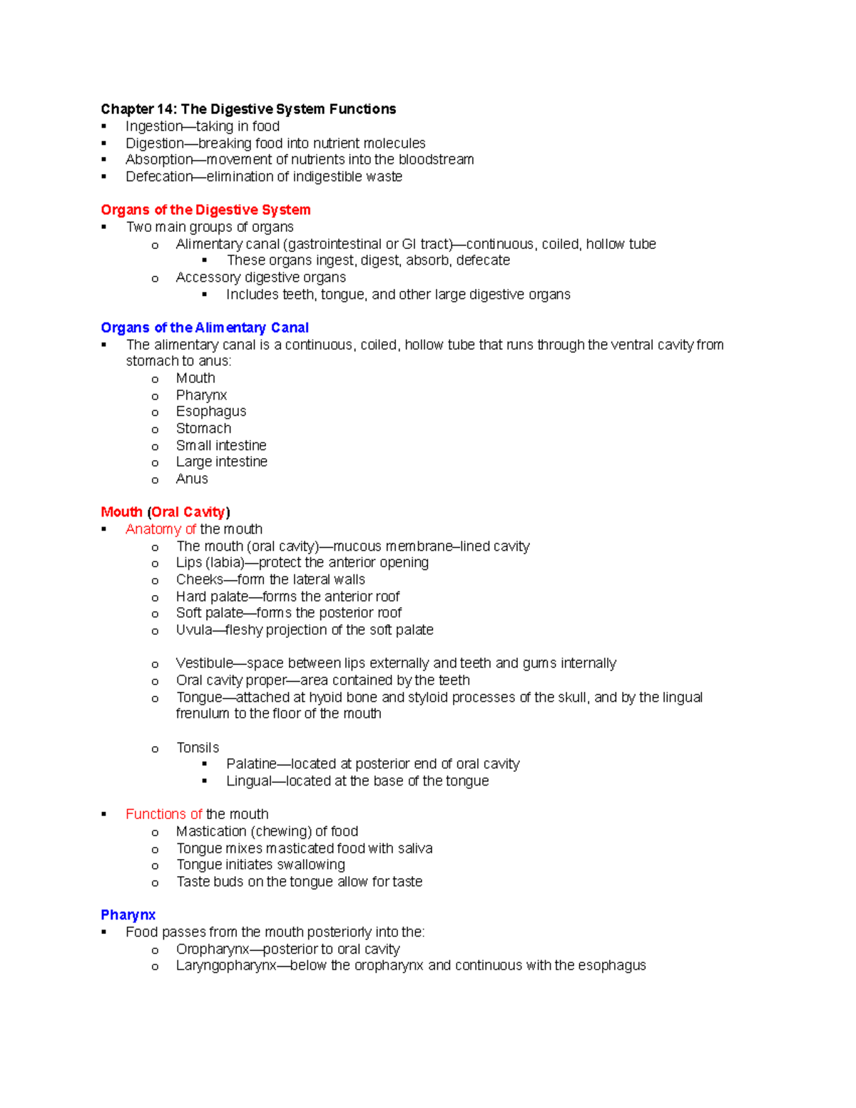 Nutrition and Metabolism in the Digestive System: Chapter 14 Overview ...