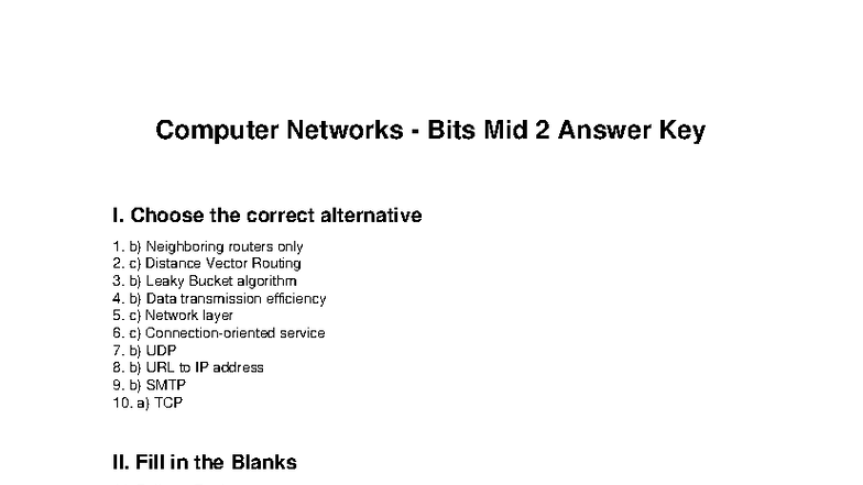 CN Bits Midterm 2 Answer Key and Solutions - Studocu