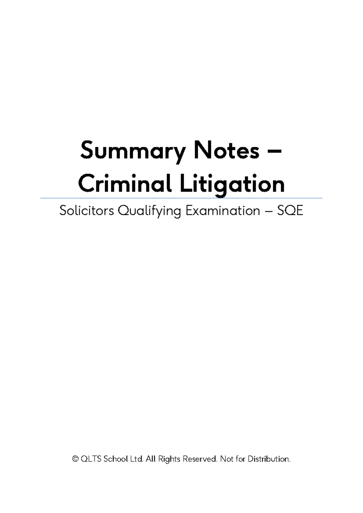 Summary Notes on Criminal Litigation for SQE - Detention Procedures and ...