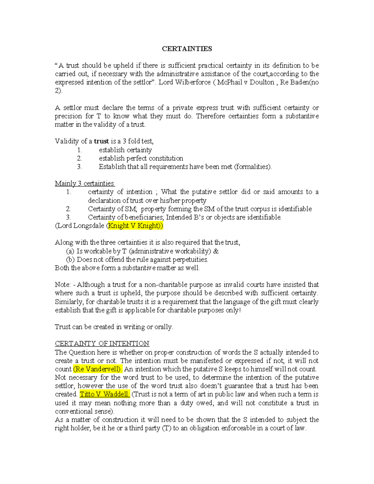 Certainties in Trust Law: Understanding the Three Certainties (LAW101 ...