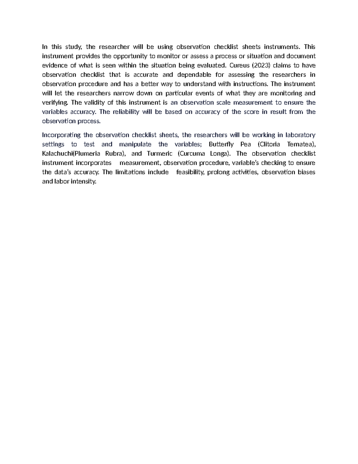 Reseach Instruments - none - In this study, the researcher will be ...