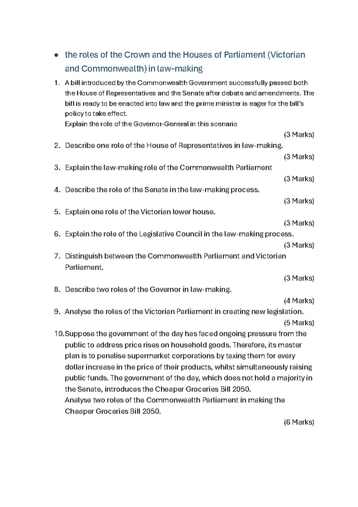 Unit 4 AOS 1: Roles of Parliament and Courts in Lawmaking and ...