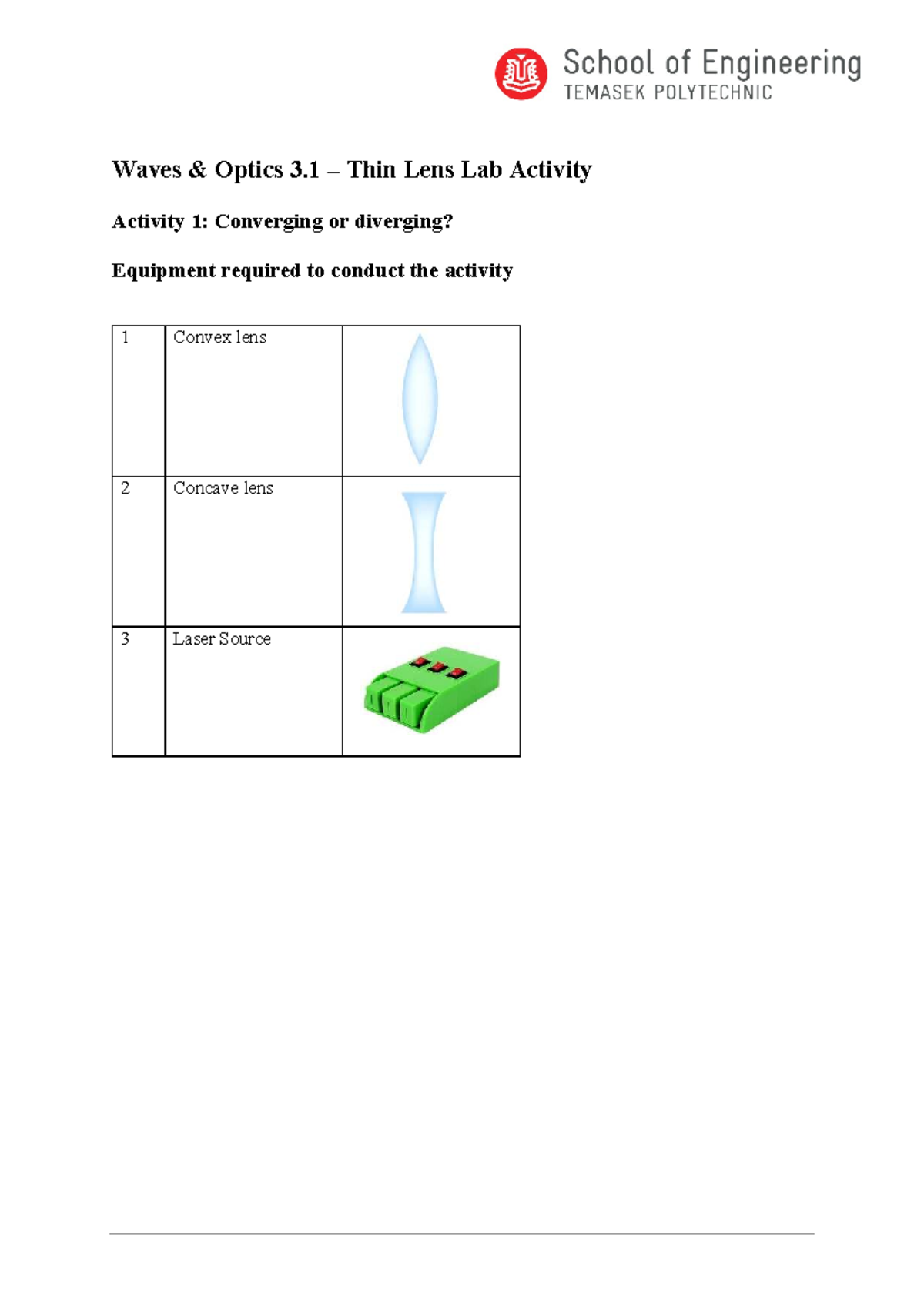 WO 3.1 - Thin Lens Lab: Converging & Diverging Activities - Studocu