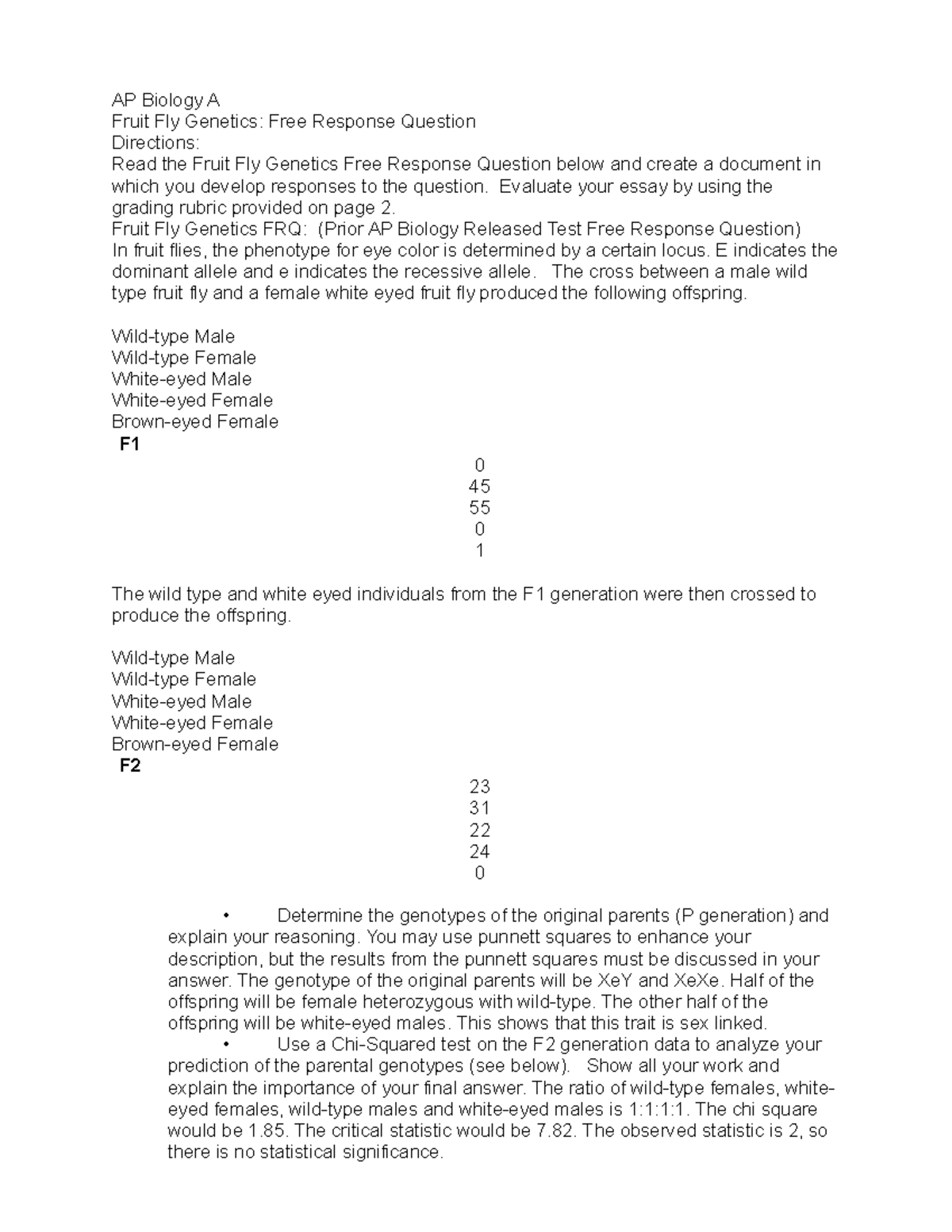AP Biology A: Fruit Fly Genetics Final Exam Study Guide - Studocu