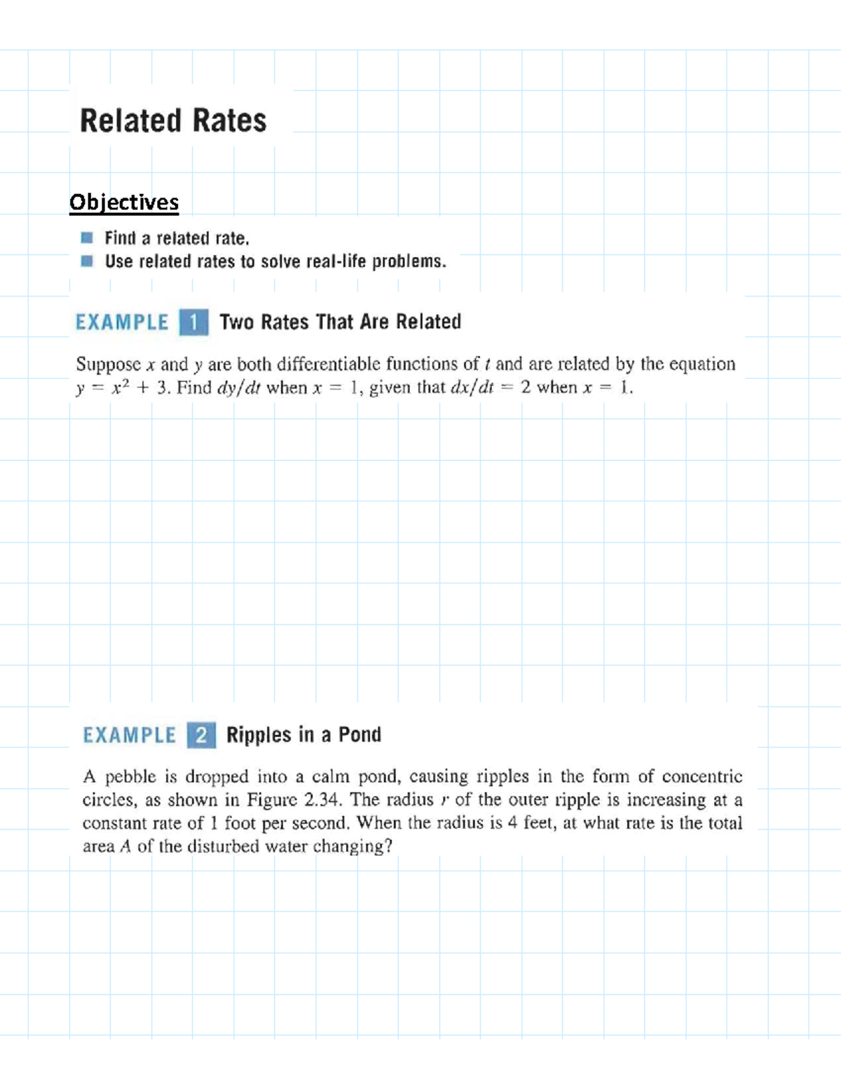Related Rates Problems and Solutions - Math 101 Demo - Studocu