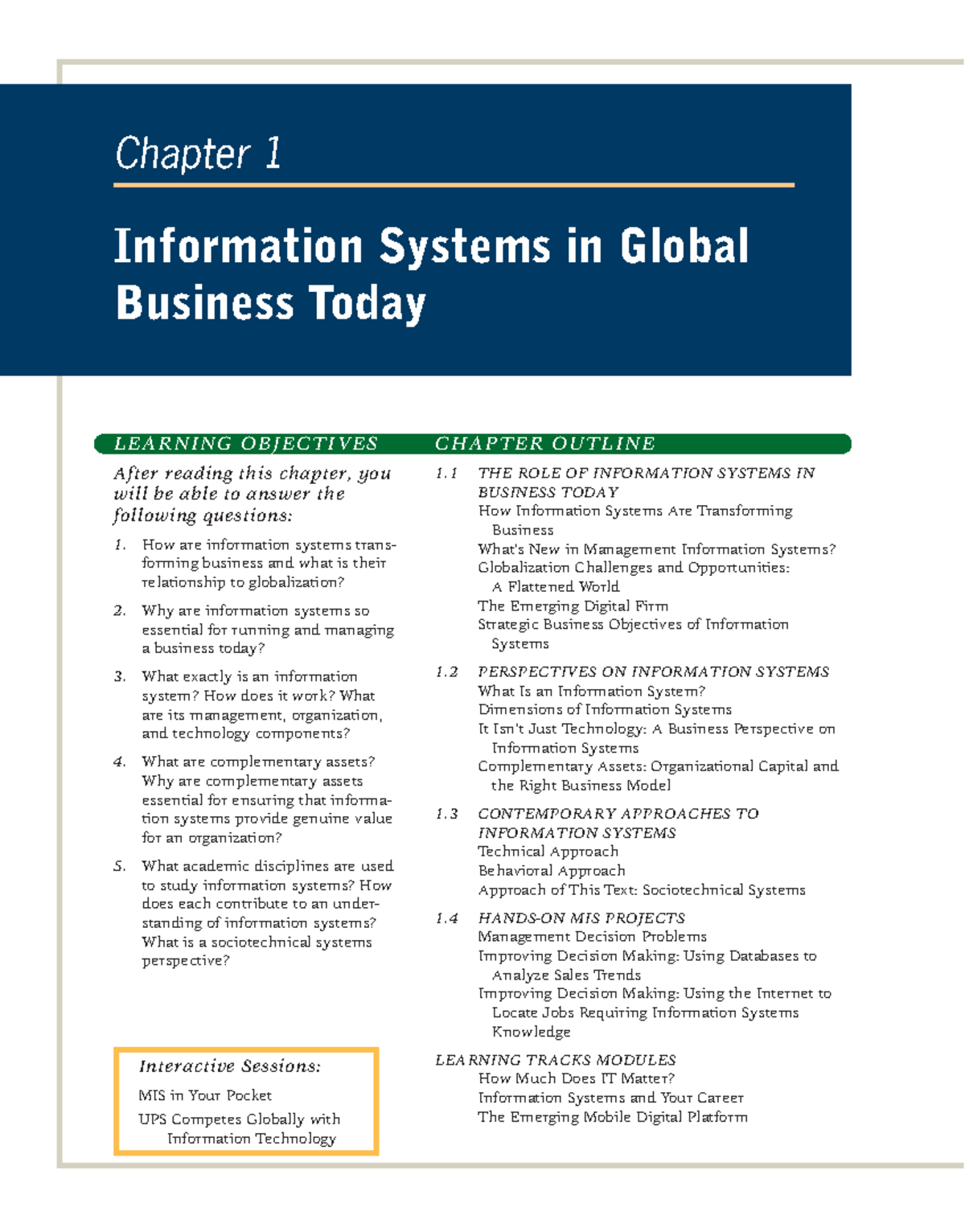 4. Chapter 1 - Information Systems Transforming Global Business Today ...