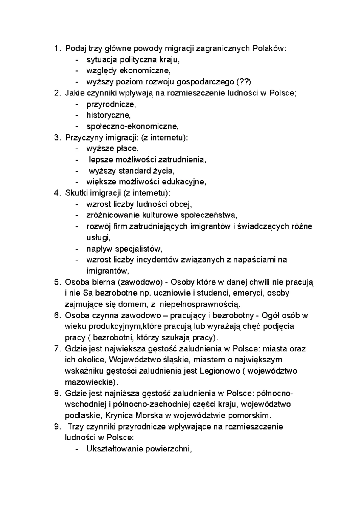 7786732 Test - Ludność i urbanizacja w Polsce cz.1 kl.7 Test (z