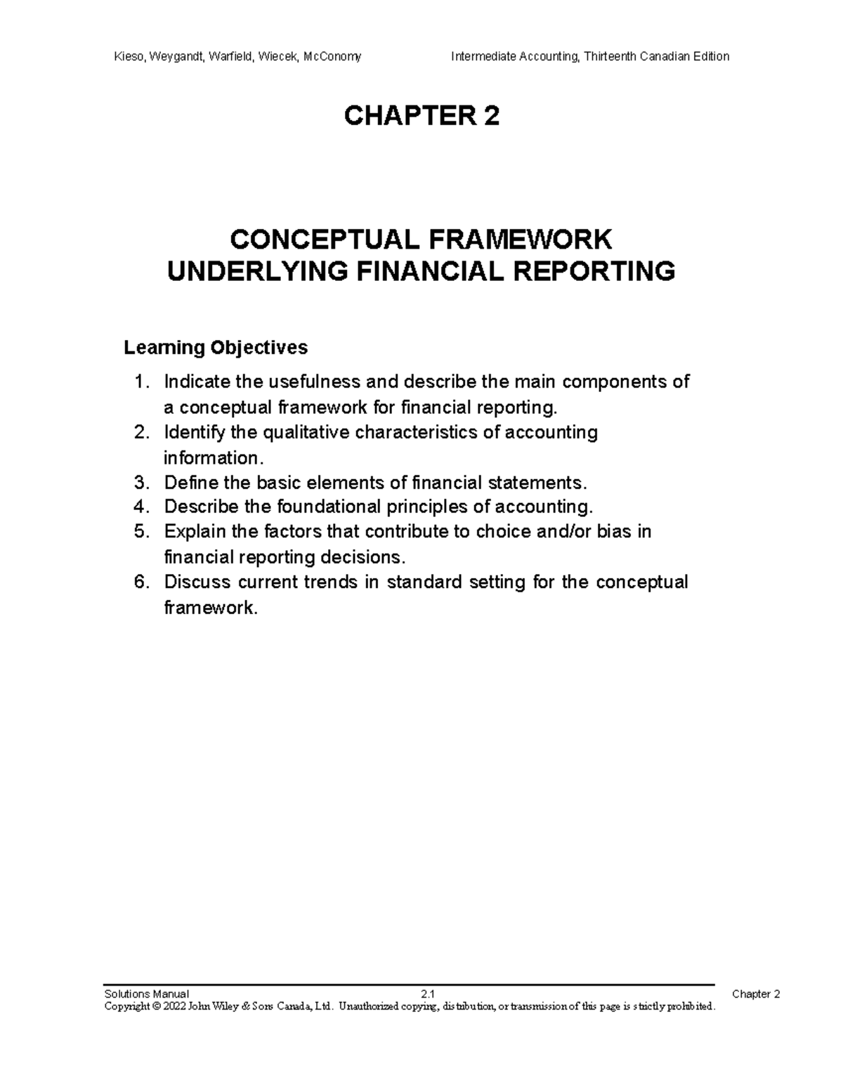 Intermediate Accounting (Kieso et al.) - Chapter 2: Conceptual ...