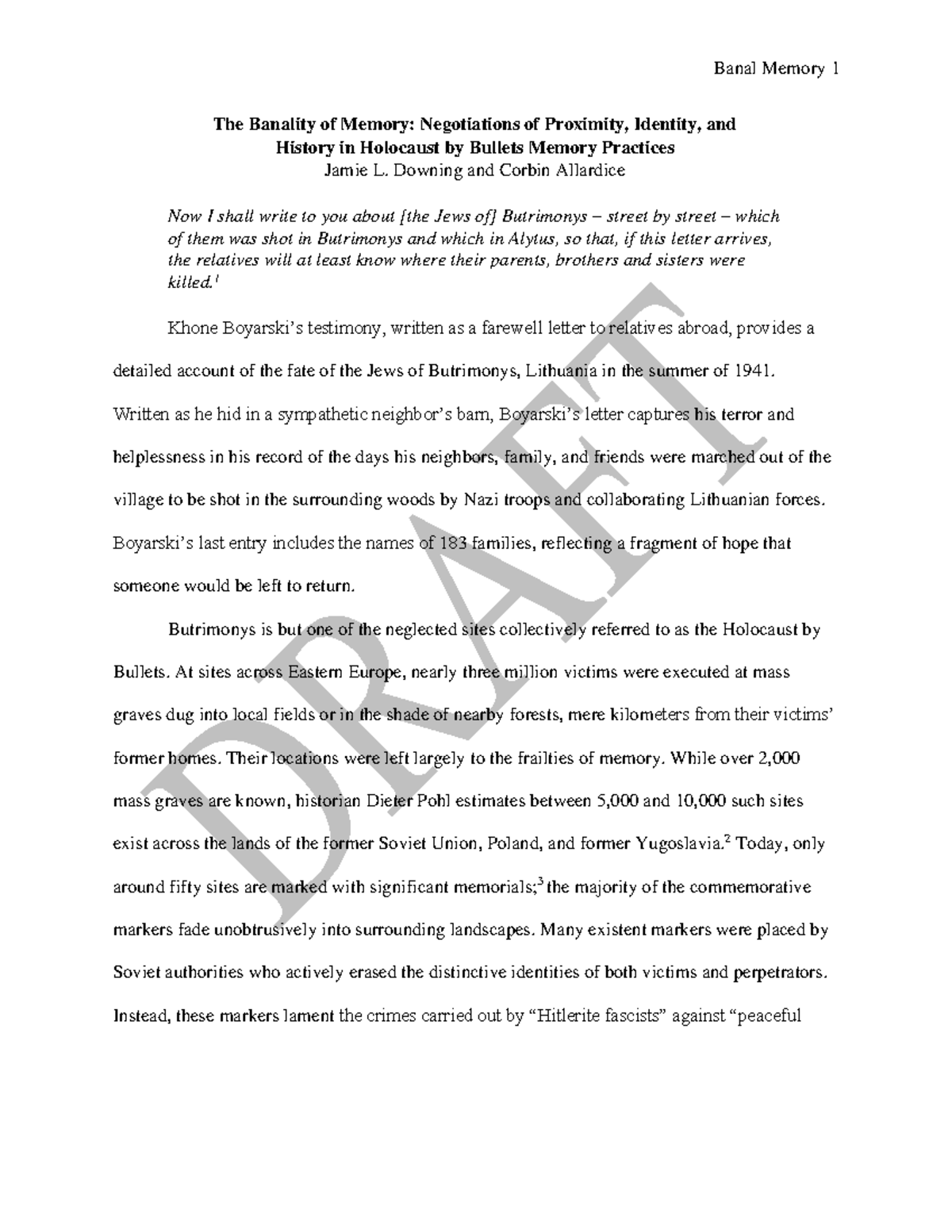 The Banality of Memory: Holocaust by Bullets Analysis and Implications ...