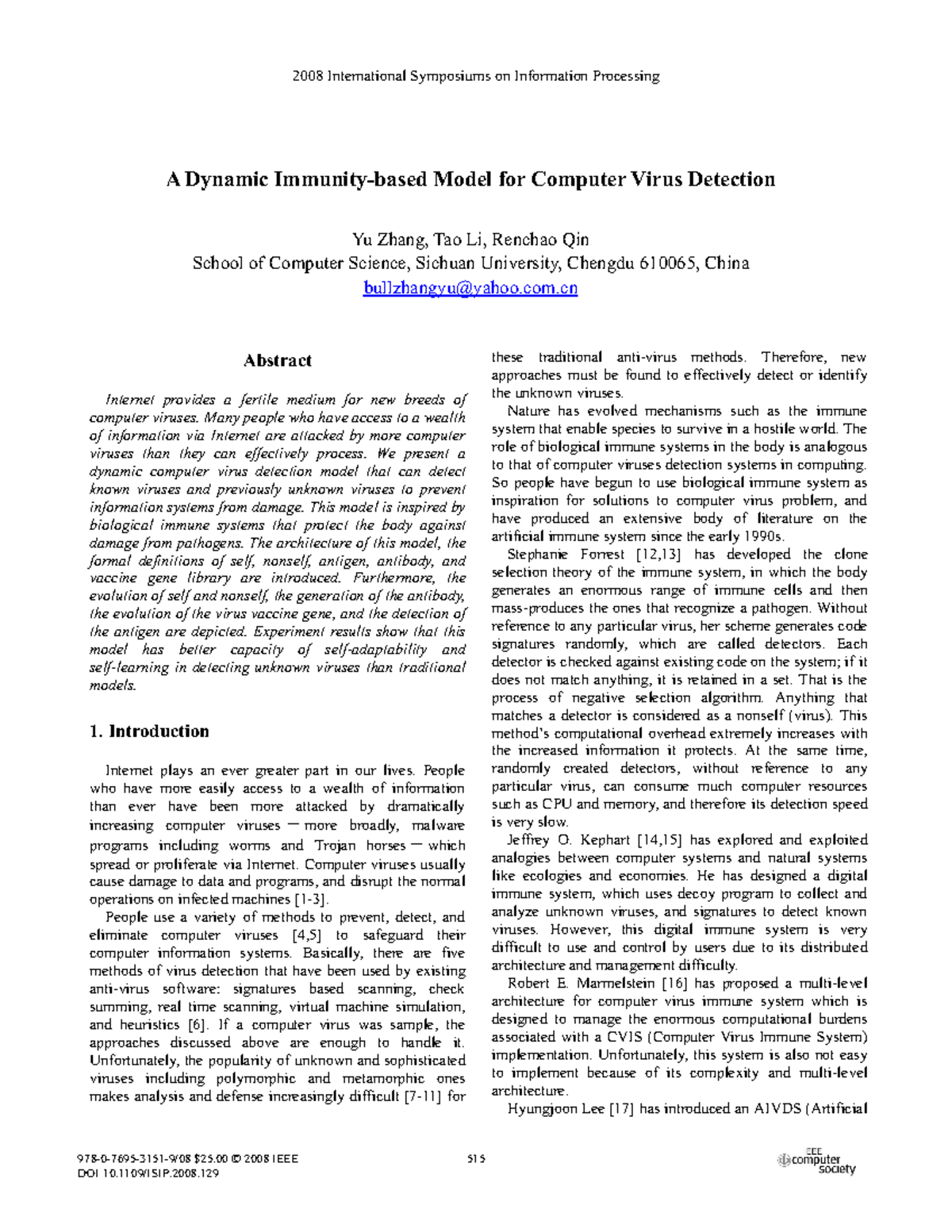 A Dynamic Immunity-based Model for Computer Virus Detection - com ...