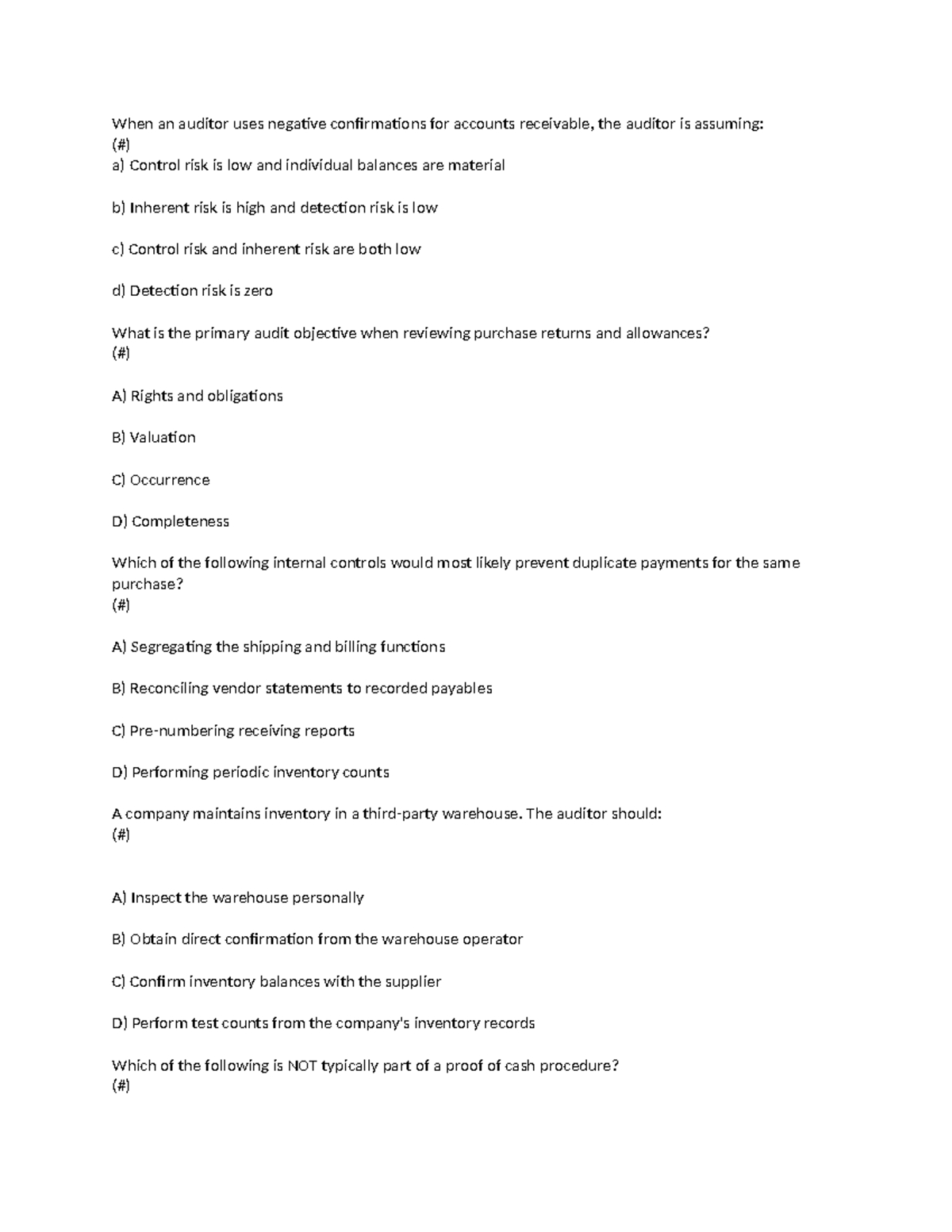 Negative Confirmations in Auditing: Assumptions and Objectives - Studocu