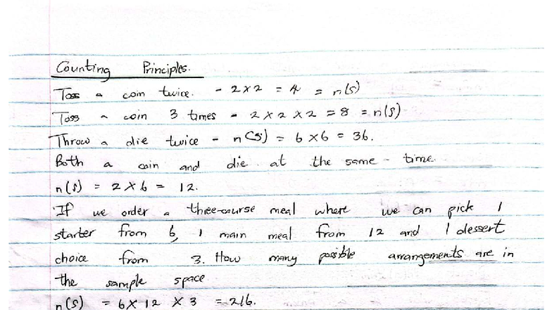 Counting Principles and Discrete Distributions (MATH 101) - Studocu