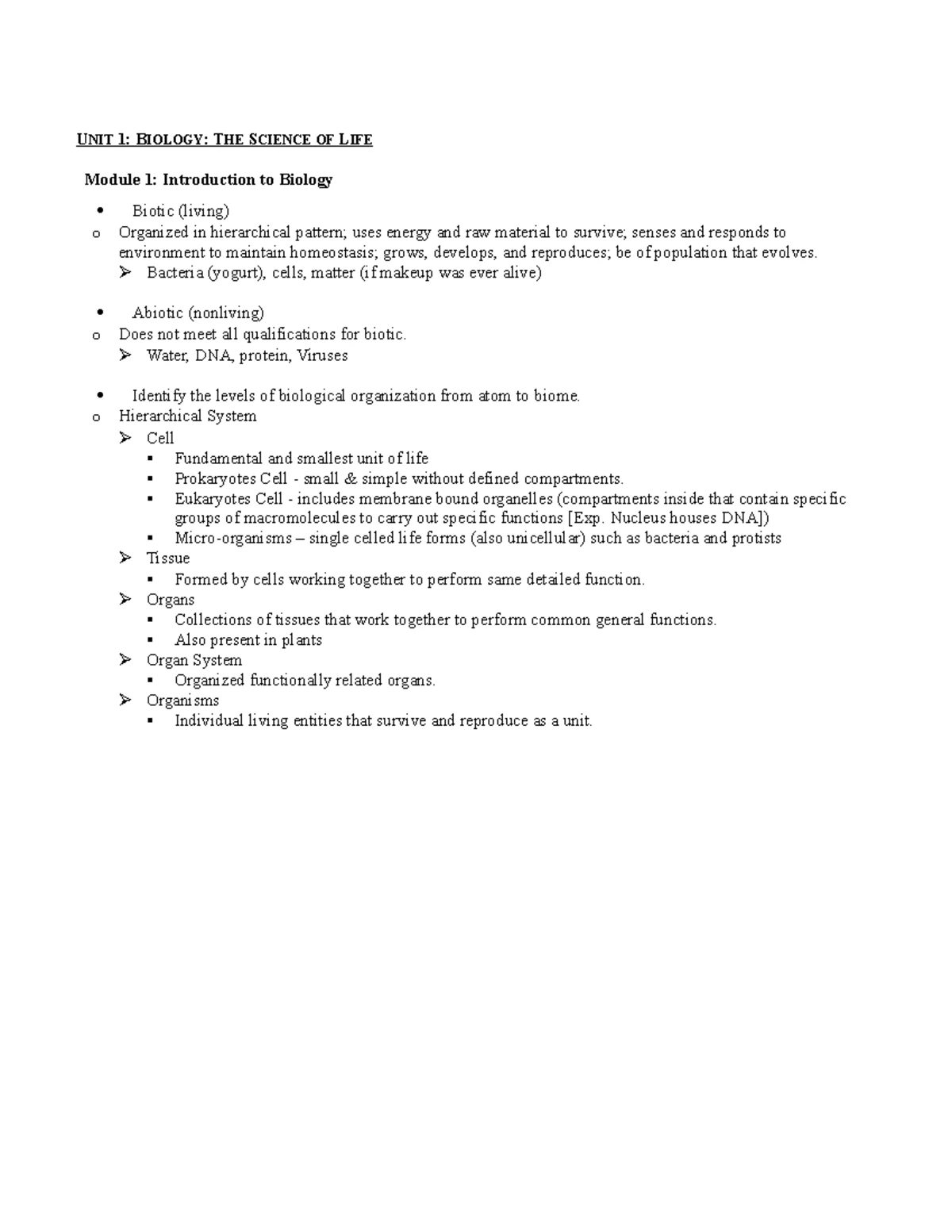 Bio Study Guide - Introduction to Biology - 1. R EAD THE MODULE IN THE ...