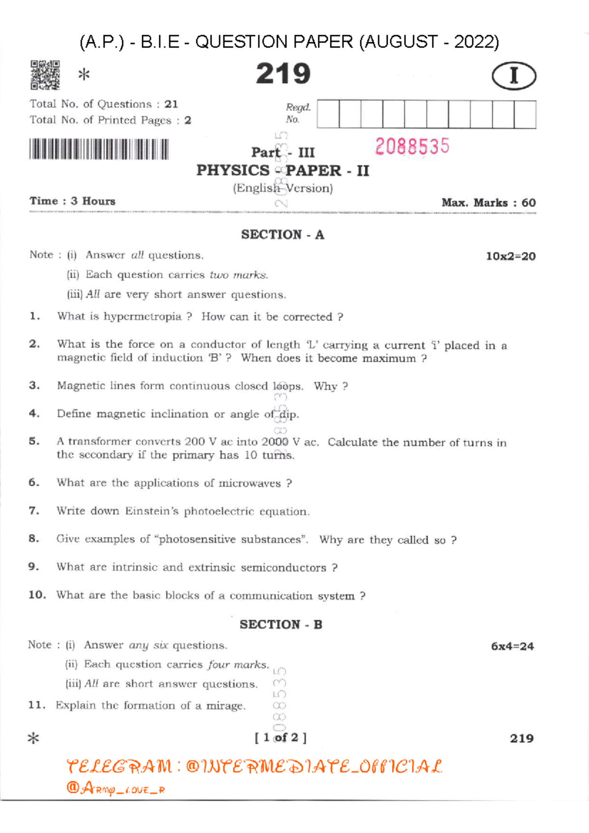 BIEAP SR - Physics II Previous Year Question Papers (2014-2022) - Studocu
