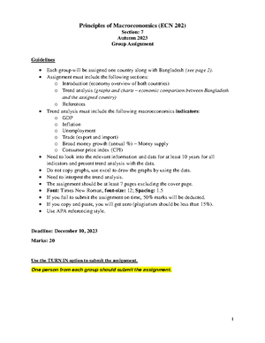 Ecn 202 Sec 8 Group Assignment - Page 1 Of 2 Principles Of 