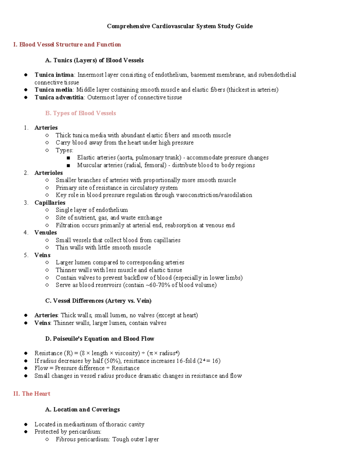 Comprehensive Study Guide for Cardiovascular Physiology and Diseases ...