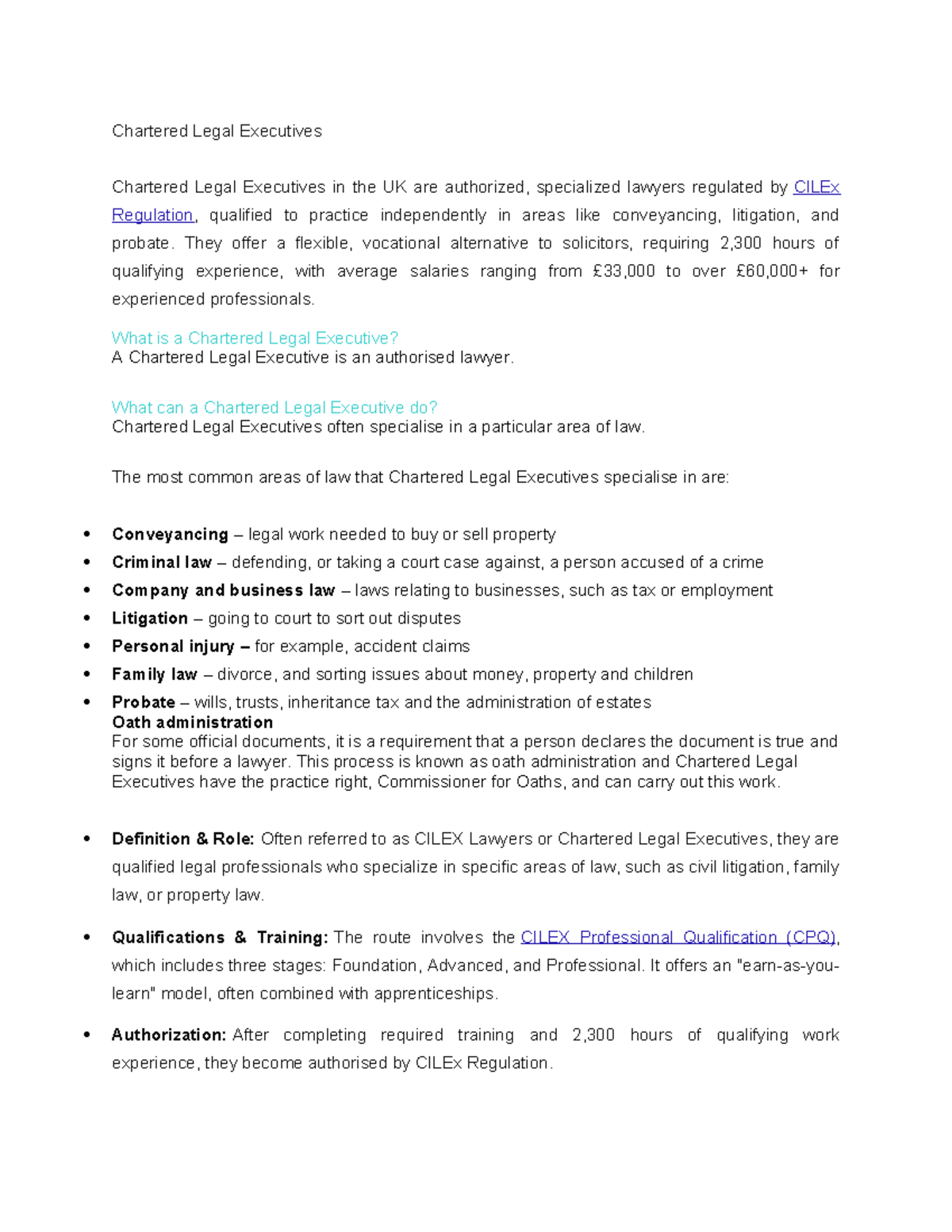 CILEx Overview: Role and Qualifications of Chartered Legal Executives ...