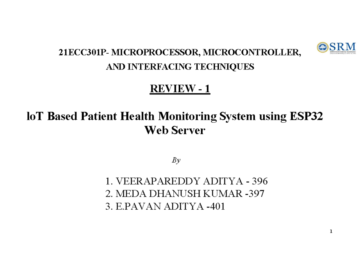 MMIT IoT-Based Patient Health Monitoring System Review - Studocu