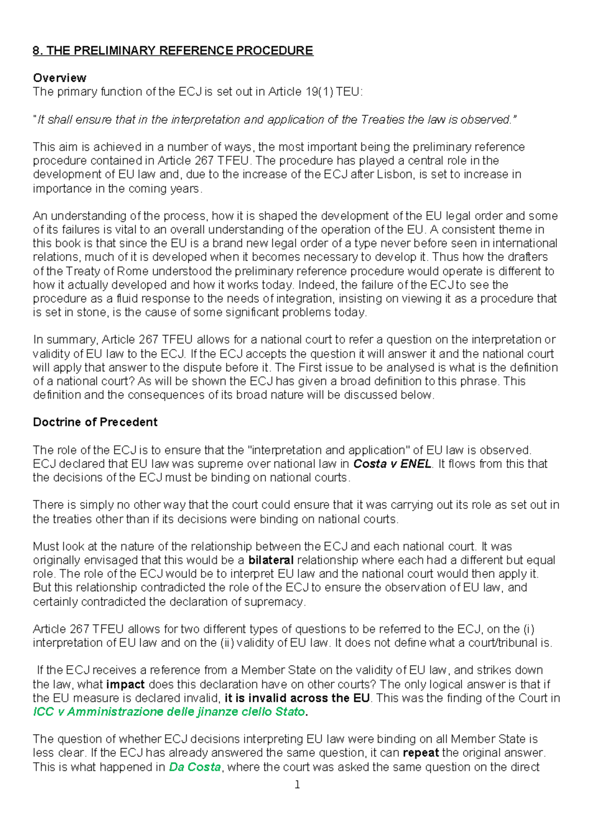 8. Understanding the Preliminary Reference Procedure in EU Law - Studocu