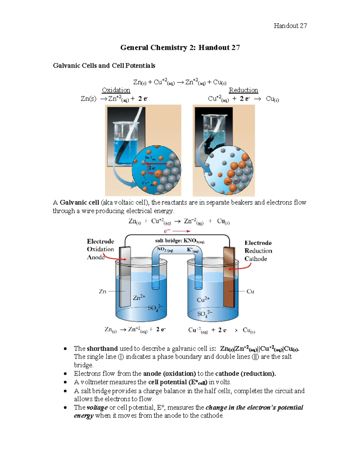 General Chemistry 2: Handout 25 - Oxidation-Reduction Reactions ...