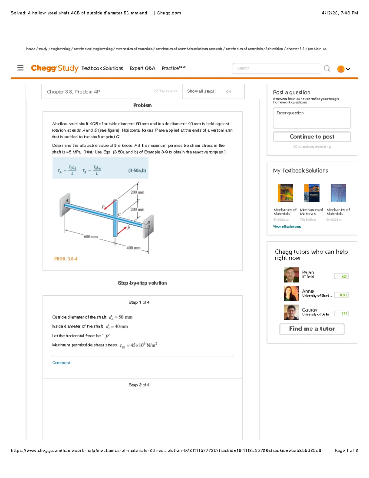 Bending test - Lab report - Strength and Testing of Materials ...