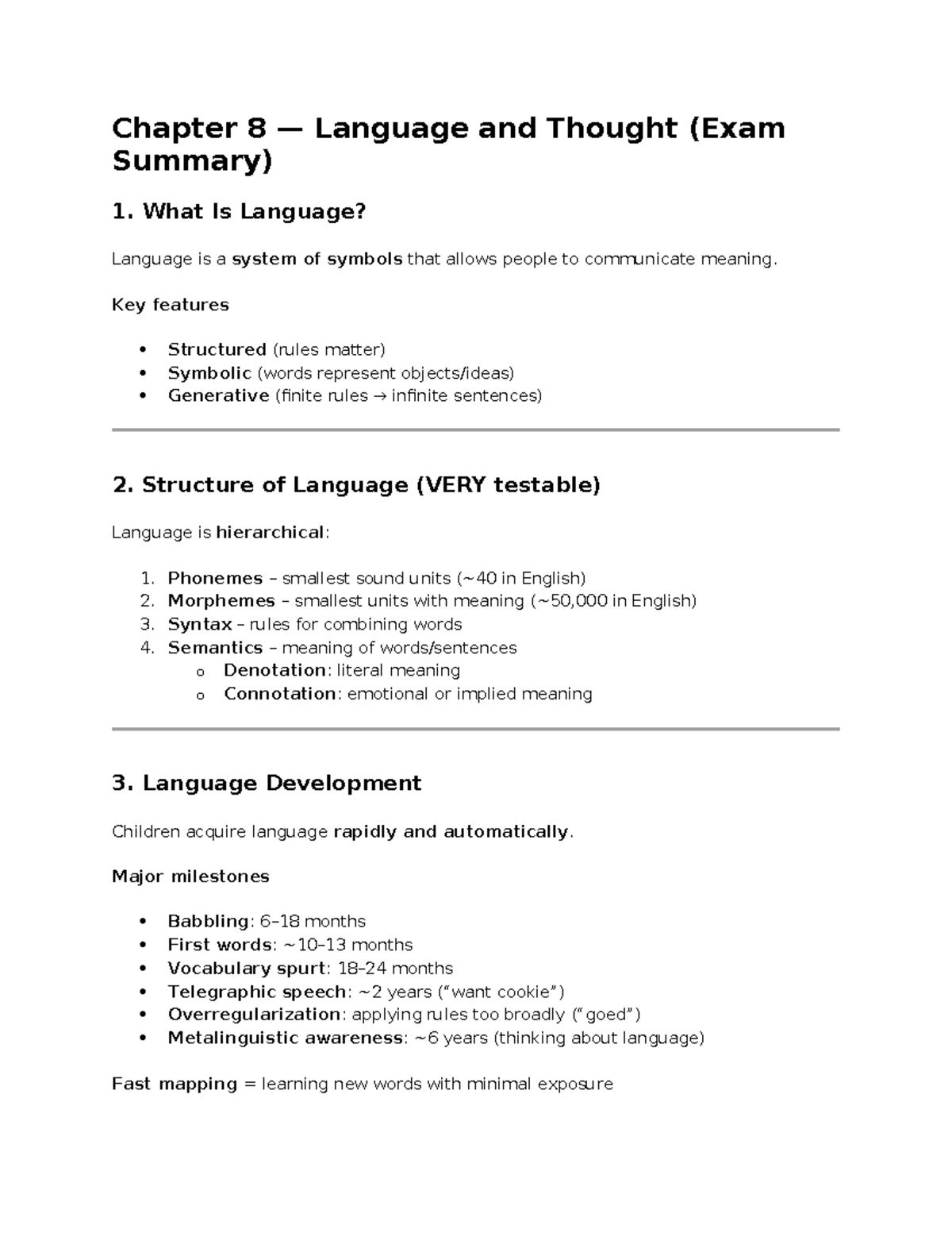 Chapter 8 Language and Thought (Exam Summary) - Studocu