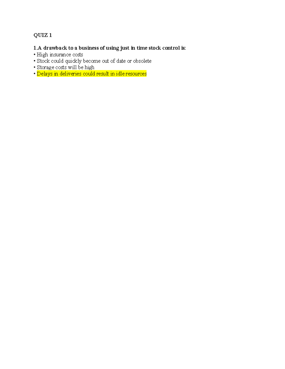 Quiz 1 - Supply Chain & Procurement Concepts - Studocu