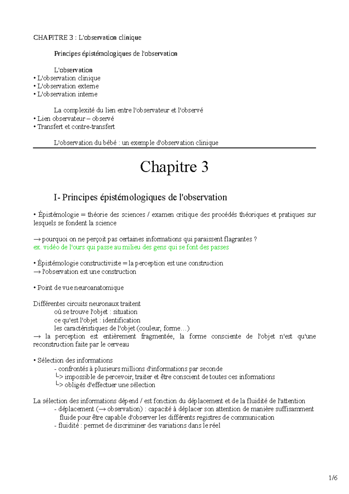 Chapitre 3 : L'Observation Clinique et ses Complexités en Psychologie ...