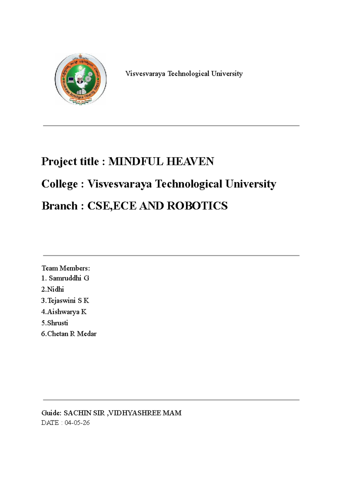CSE 2023 Project Report: Mindful Heaven - Mental Health Support System ...