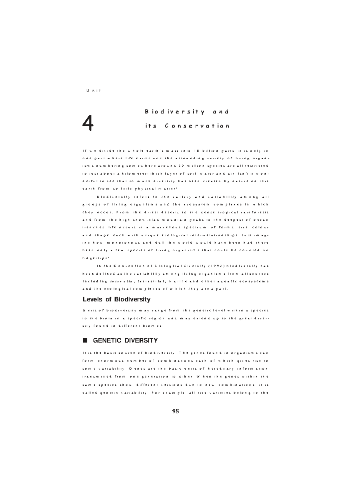 Chapter 4: Biodiversity and Its Conservation (Unit 4) - Studocu