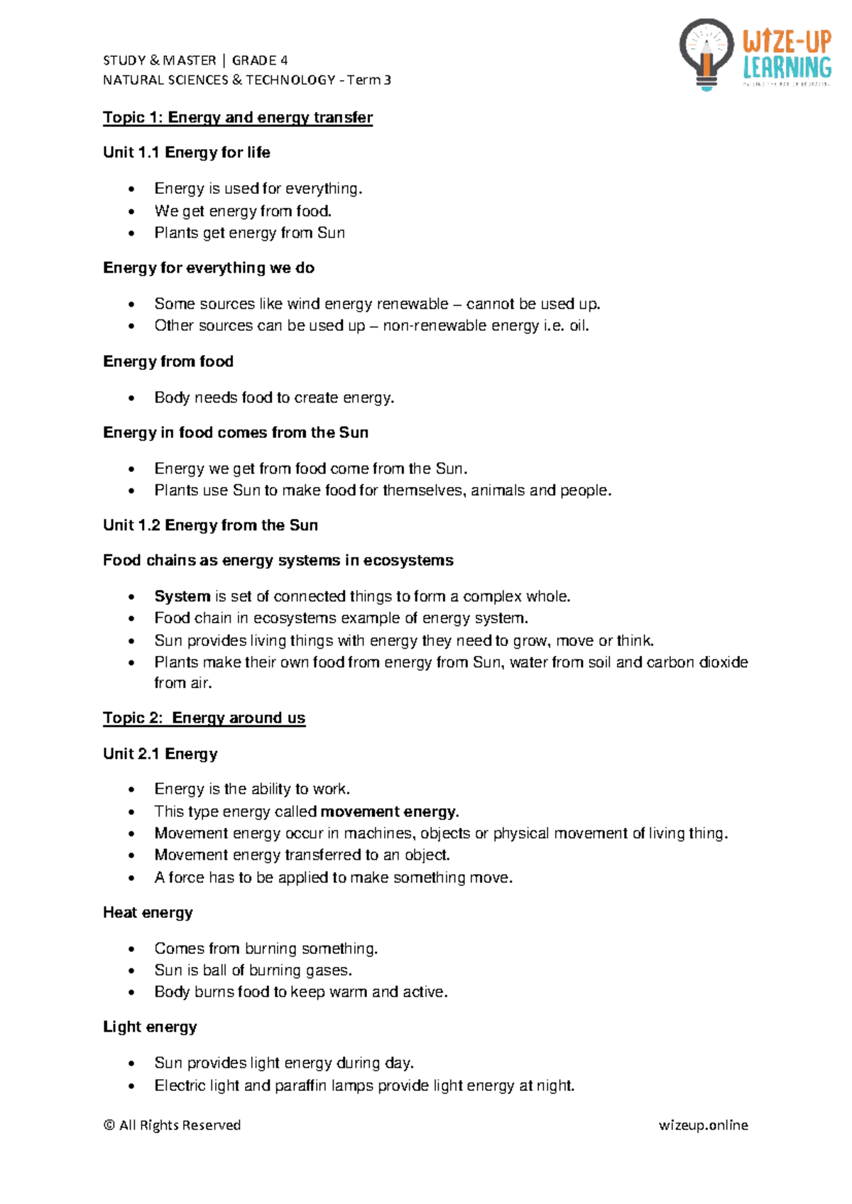 Grade 4 NATURAL SCIENCES & TECHNOLOGY Term 3 Study Guide - Studocu