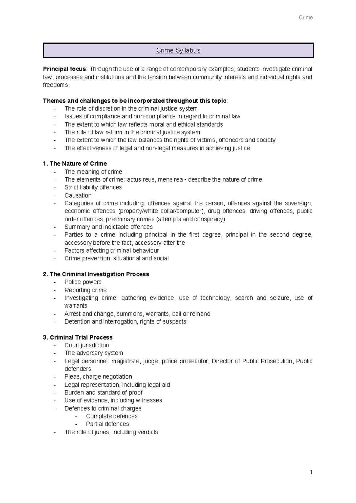 Crime Notes 1: Understanding Criminal Law and Justice System (CRIM101 ...