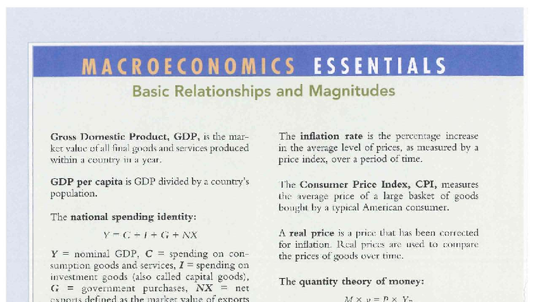 Econ201 Review: Key Concepts in Macroeconomics and GDP - Studocu
