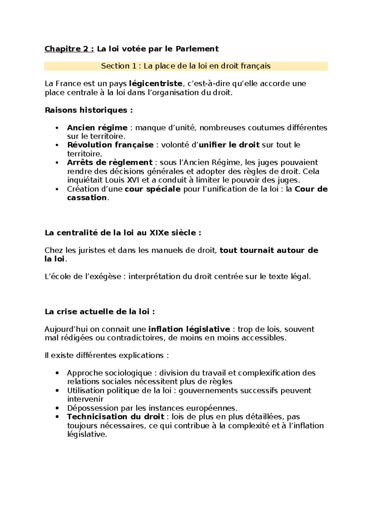 Chapitre 2 : La Loi en Droit Français - Cours de Droit - Studocu