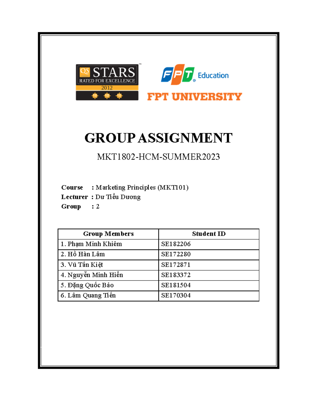 Group Assignment MKT101- Group 2 - GROUP ASSIGNMENT MKT1802-HCM-SUMMER ...