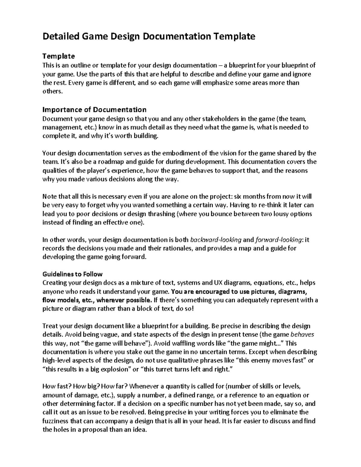 Game Design Doc Template: Blueprint for Your Game Development - Studocu