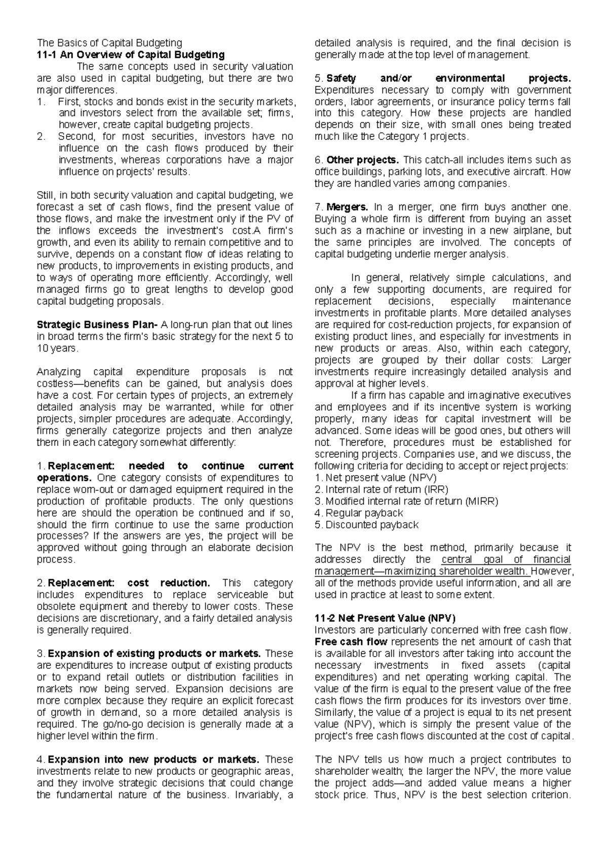 Finmark Midterm Exam Study Guide: Capital Budgeting Basics - Studocu