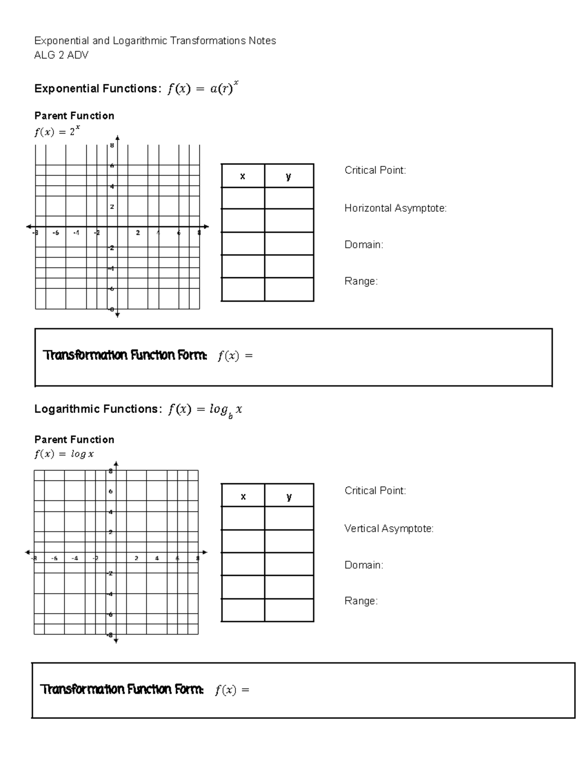 1. Exp & Log Transformations Notes - Exponential and Logarithmic ...