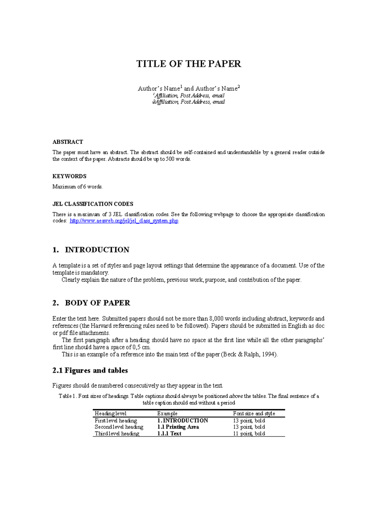 Ebeectemplate - Paper Formatting Guidelines and Requirements - Studocu