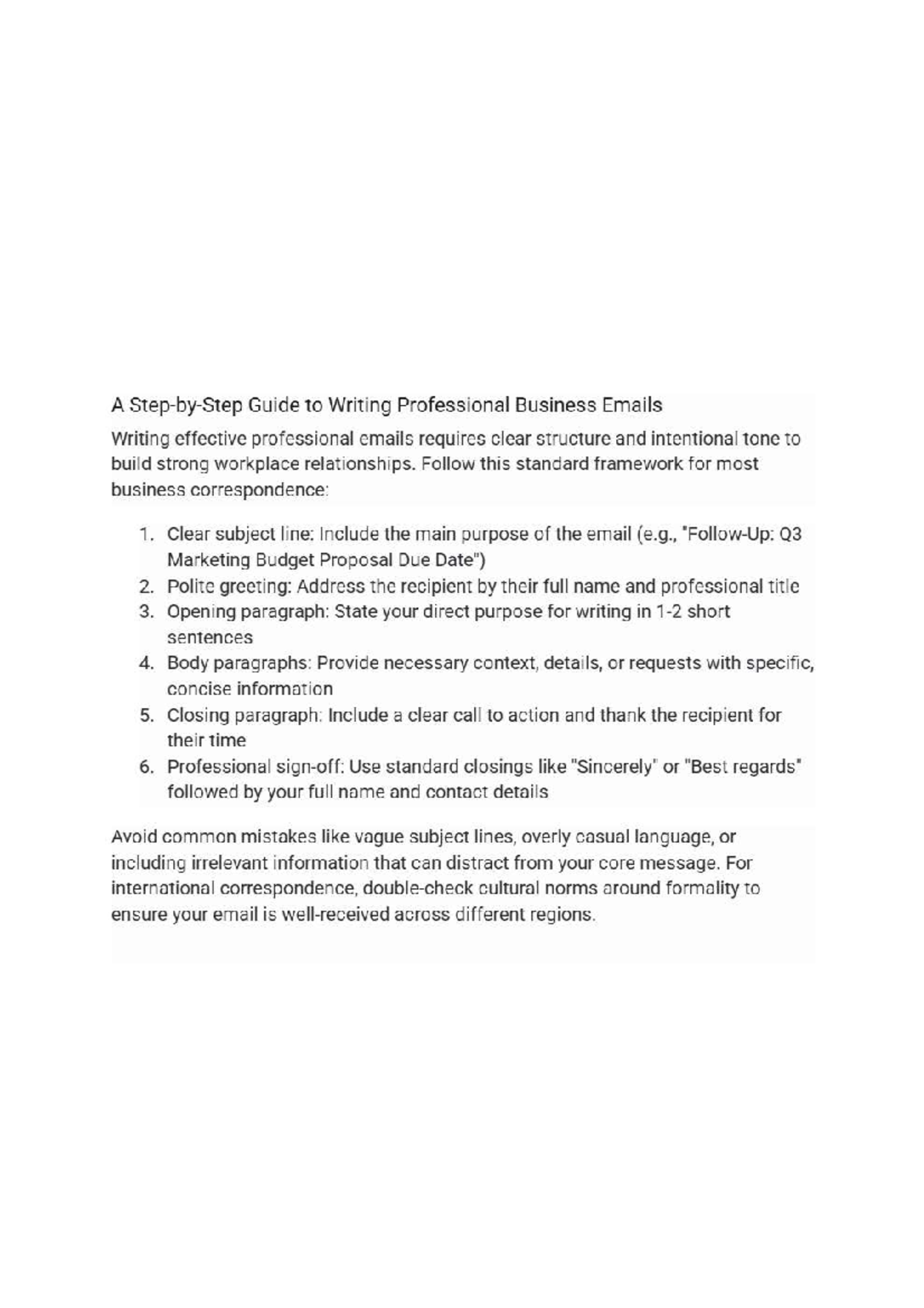 A Step-by-Step Guide to Writing Professional Business Emails - Studocu